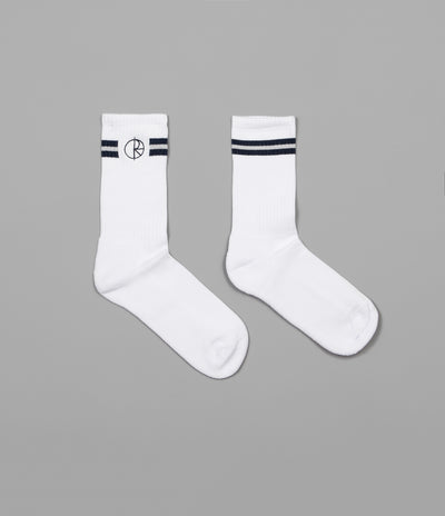 Polar Stroke Logo Socks - White / Navy