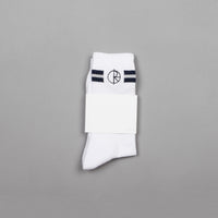 Polar Stroke Logo Socks - White / Navy thumbnail