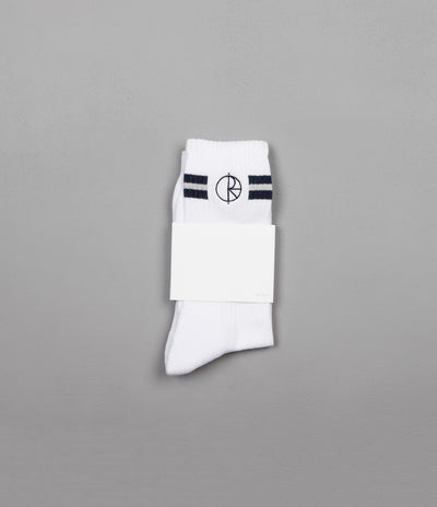 Polar Stroke Logo Socks - White / Navy