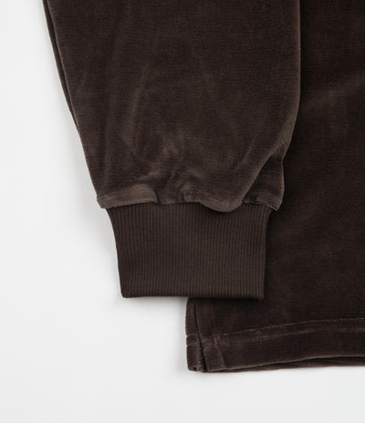 Polar Velour Zip Long Sleeve Polo Shirt - Brown
