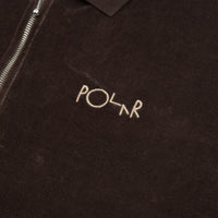 Polar Velour Zip Long Sleeve Polo Shirt - Brown thumbnail