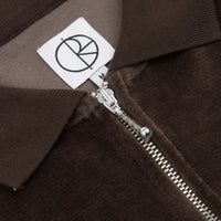 Polar Velour Zip Long Sleeve Polo Shirt - Brown thumbnail