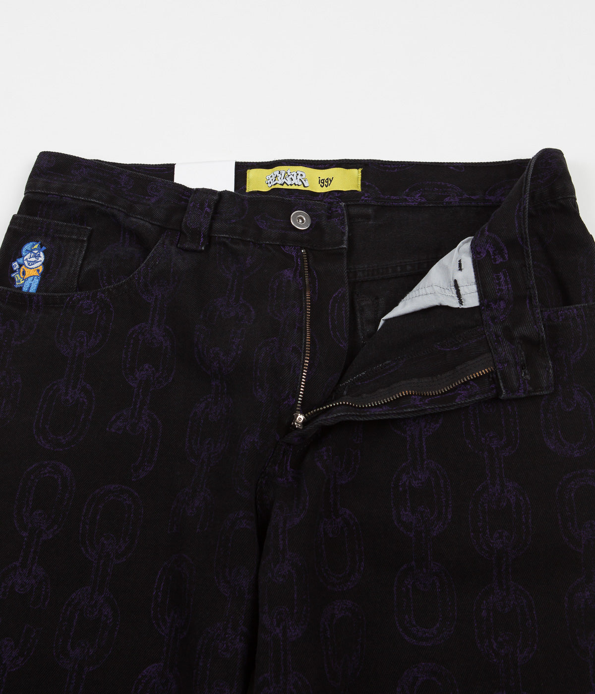 Polar x Iggy 93 Denim Jeans Chains Washed Black Flatspot
