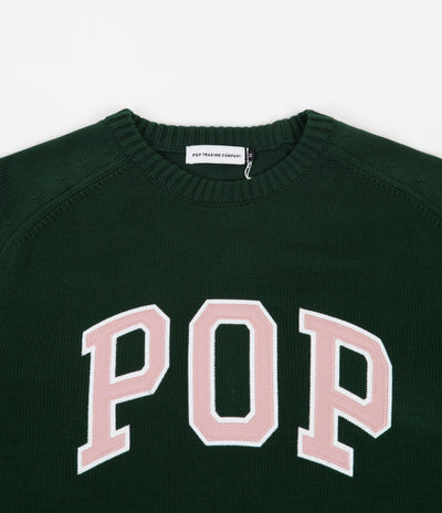 Pop Trading Company Arch Knitted Crewneck Sweatshirt - Bistro Green