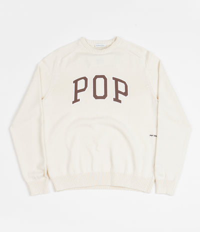 Pop Trading Company Arch Knitted Crewneck Sweatshirt - Off White