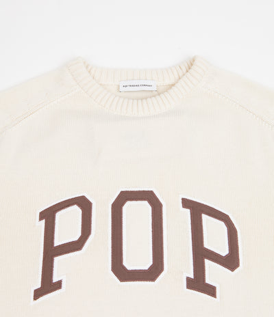Pop Trading Company Arch Knitted Crewneck Sweatshirt - Off White