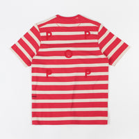 Pop Trading Company Big Stripe T-Shirt - Coral / Off White thumbnail