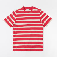 Pop Trading Company Big Stripe T-Shirt - Coral / Off White thumbnail