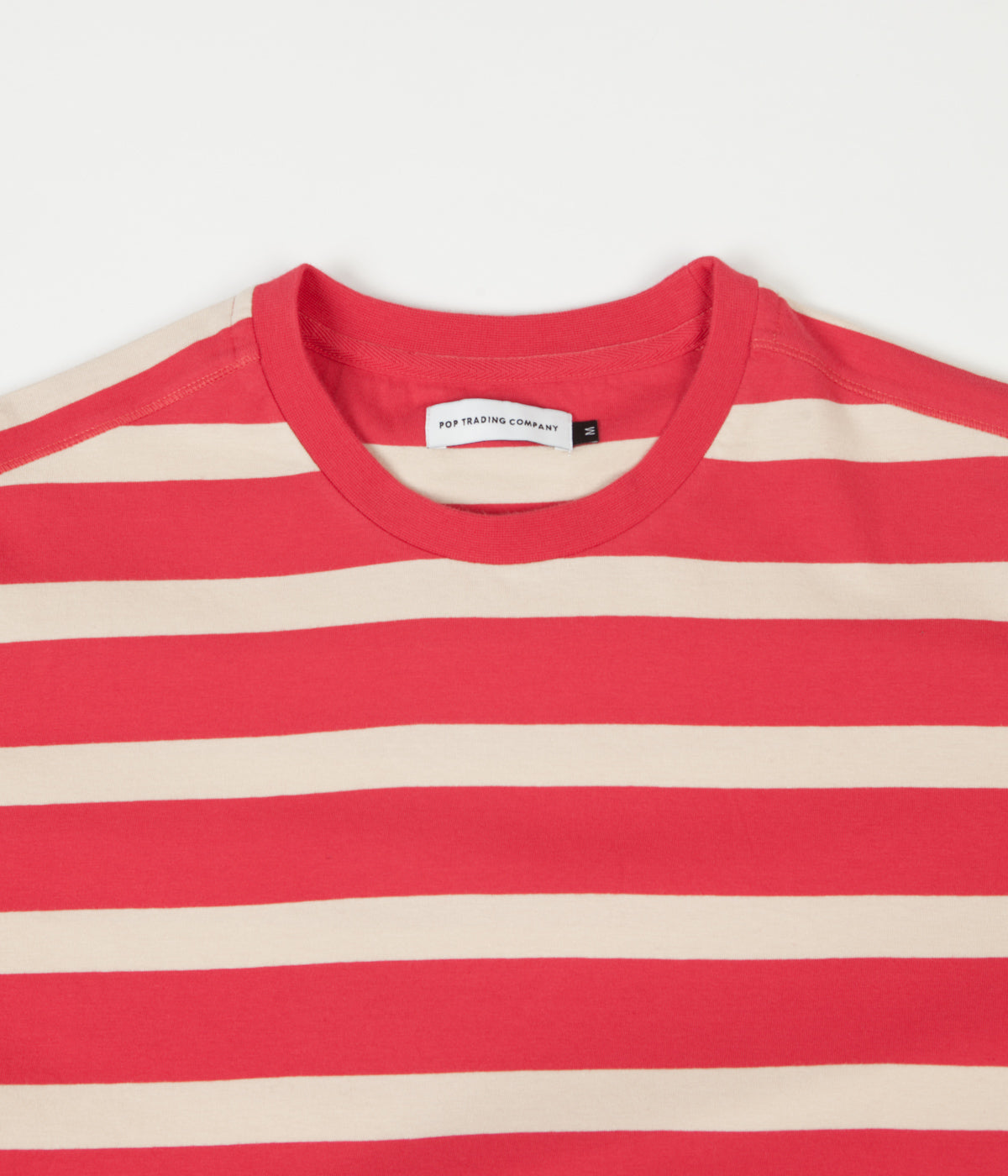Pop Trading Company Big Stripe T-Shirt - Coral / Off White | Flatspot