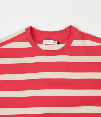 Pop Trading Company Big Stripe T-Shirt - Coral / Off White