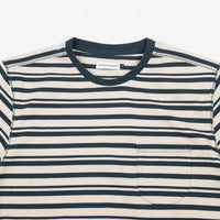 Pop Trading Company Blaine Pocket Stripe T-Shirt - Dark Teal / Off White thumbnail
