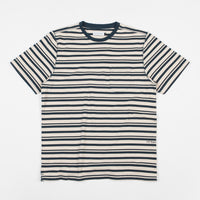 Pop Trading Company Blaine Pocket Stripe T-Shirt - Dark Teal / Off White thumbnail