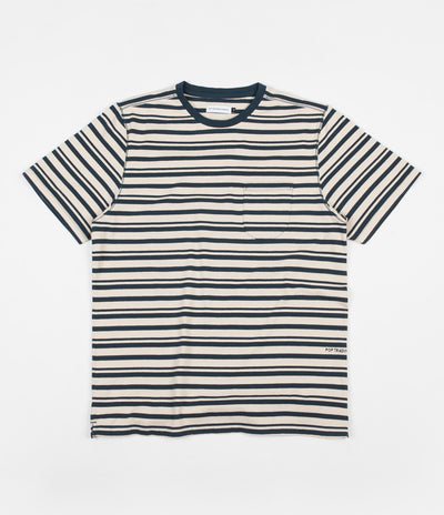 Pop Trading Company Blaine Pocket Stripe T-Shirt - Dark Teal / Off White