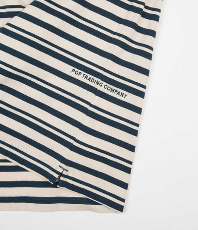 Pop Trading Company Blaine Pocket Stripe T-Shirt - Dark Teal / Off White