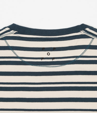 Pop Trading Company Blaine Pocket Stripe T-Shirt - Dark Teal / Off White