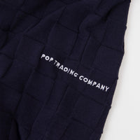 Pop Trading Company Checked Panel Knitted Crewneck Sweatshirt - Navy thumbnail