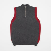 Pop Trading Company Half Zip Knitted Vest - Charcoal / Rio Red thumbnail