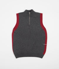 Pop Trading Company Half Zip Knitted Vest - Charcoal / Rio Red
