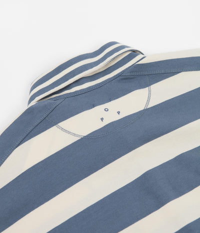 Pop Trading Company Italo Striped Short Sleeve Shirt - Blue Shadow / Off White