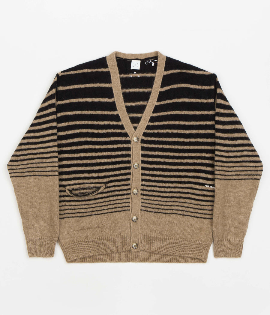 Pop Trading Company Knitted Cardigan - Sesame / Black