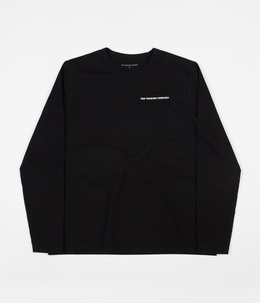 Pop Trading Company Logo Long Sleeve T-Shirt - Black / White | Flatspot