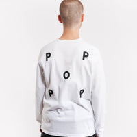 Pop Trading Company Logo Long Sleeve T-Shirt - White / Black thumbnail