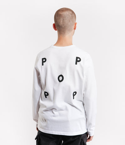 Pop Trading Company Logo Long Sleeve T-Shirt - White / Black