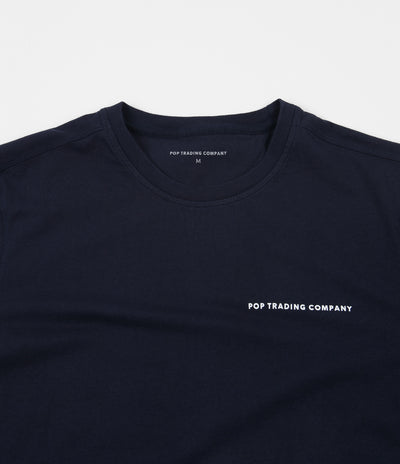 Pop Trading Company Logo T-Shirt - Navy / White