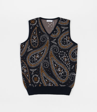 Pop Trading Company Paisley Spencer Vest - Navy / Brown