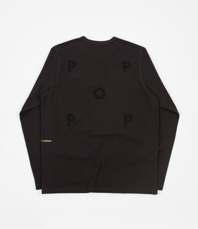 Pop Trading Company Pique Logo Long Sleeve T-Shirt - Anthracite