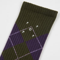 Pop Trading Company Pop Burly Socks - Hunting Green / Dark Purple thumbnail