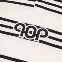 Pop Trading Company Pub Striped Rugby Polo Shirt - Black / Off White thumbnail