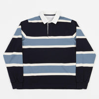 Pop Trading Company Rugby Polo Shirt - Navy / Blue / Off White thumbnail