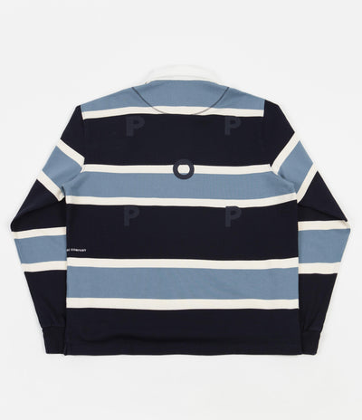 Pop Trading Company Rugby Polo Shirt - Navy / Blue / Off White