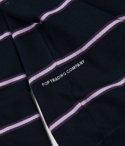 Pop Trading Company Striped Hoodie - Navy / Violet