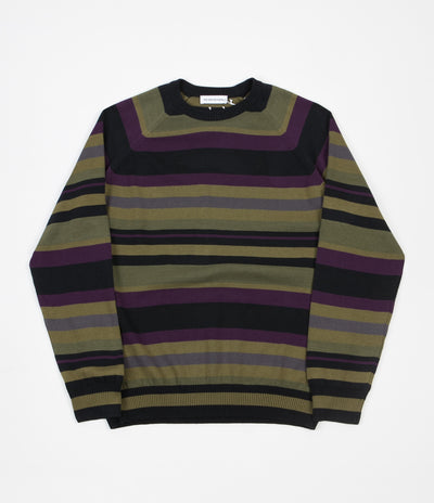 Pop Trading Company Striped Knitted Crewneck Sweatshirt - Multicolour