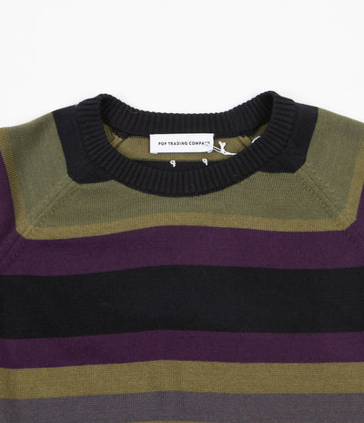 Pop Trading Company Striped Knitted Crewneck Sweatshirt - Multicolour