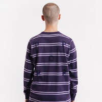 Pop Trading Company Striped Logo Long Sleeve T-Shirt - Dark Purple / Violet thumbnail