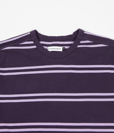 Pop Trading Company Striped Logo Long Sleeve T-Shirt - Dark Purple / Violet