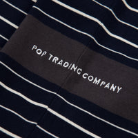 Pop Trading Company Striped Logo T-Shirt - Black / Black / White thumbnail