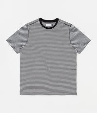 Pop Trading Company Striped Logo T-Shirt - Black / White