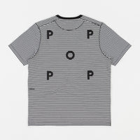 Pop Trading Company Striped Logo T-Shirt - Black / White thumbnail