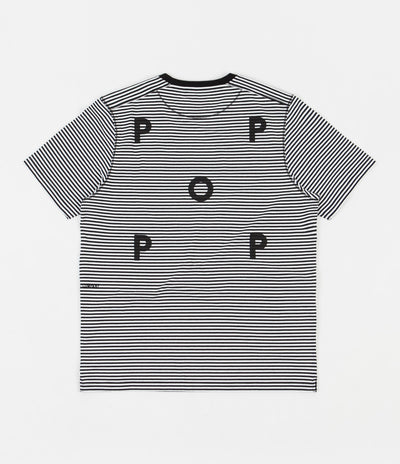 Pop Trading Company Striped Logo T-Shirt - Black / White