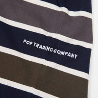 Pop Trading Company Striped Logo T-Shirt - Coastal Fjord thumbnail