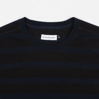 Pop Trading Company Striped Logo T-Shirt - Navy / Black thumbnail