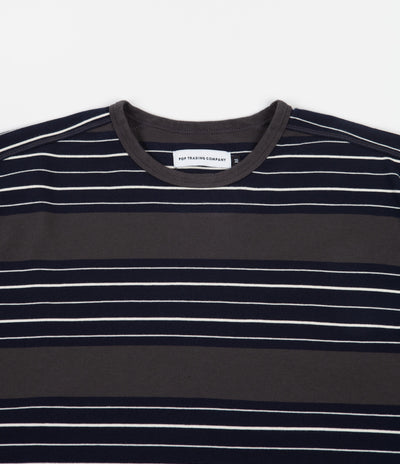 Pop Trading Company Striped Long Sleeve T-Shirt - Anthracite