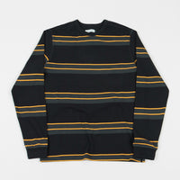 Pop Trading Company Striped Long Sleeve T-Shirt - Anthracite / Yellow thumbnail