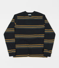 Pop Trading Company Striped Long Sleeve T-Shirt - Anthracite / Yellow