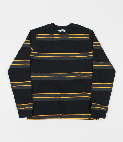 Pop Trading Company Striped Long Sleeve T-Shirt - Anthracite / Yellow