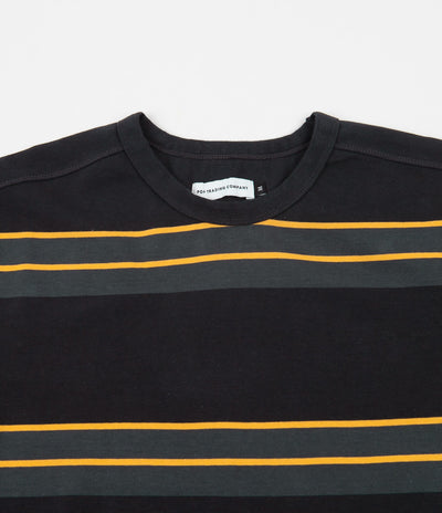 Pop Trading Company Striped Long Sleeve T-Shirt - Anthracite / Yellow